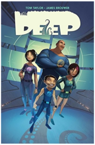 book cover with superhero family